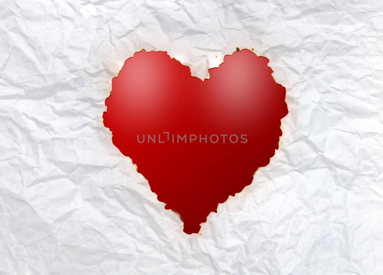 vintage burnt paper in heart shape