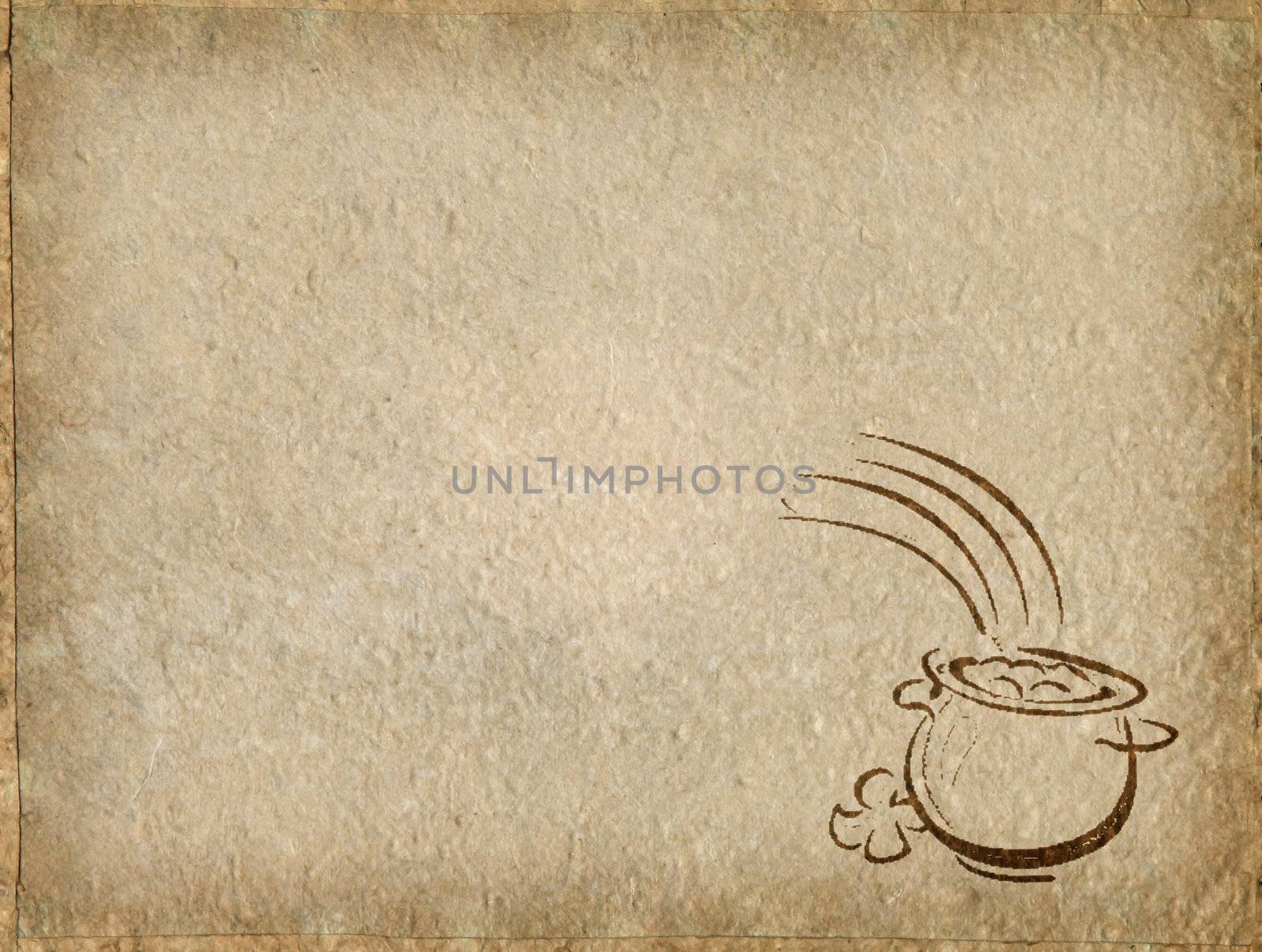 Gold pot and rainbow in Vintage Paper with space for text