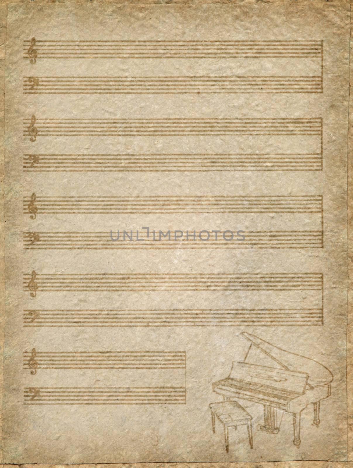 vintage music Paper with grand piano