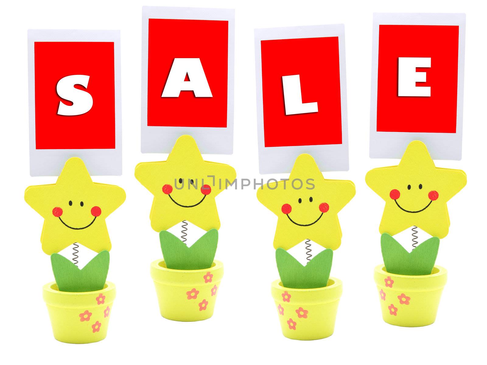 Sale sign on star holder