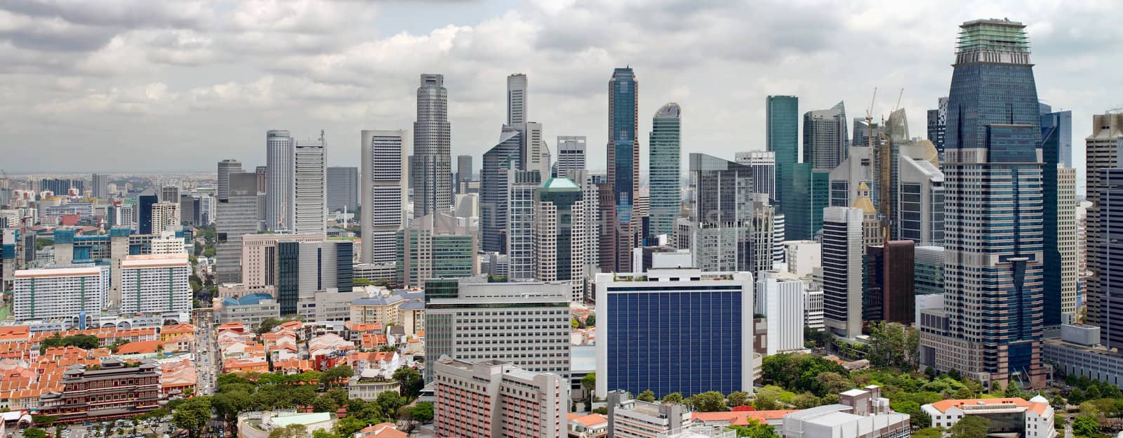 Singapore Cityscape with Central Business District and Chinatown View Panorama