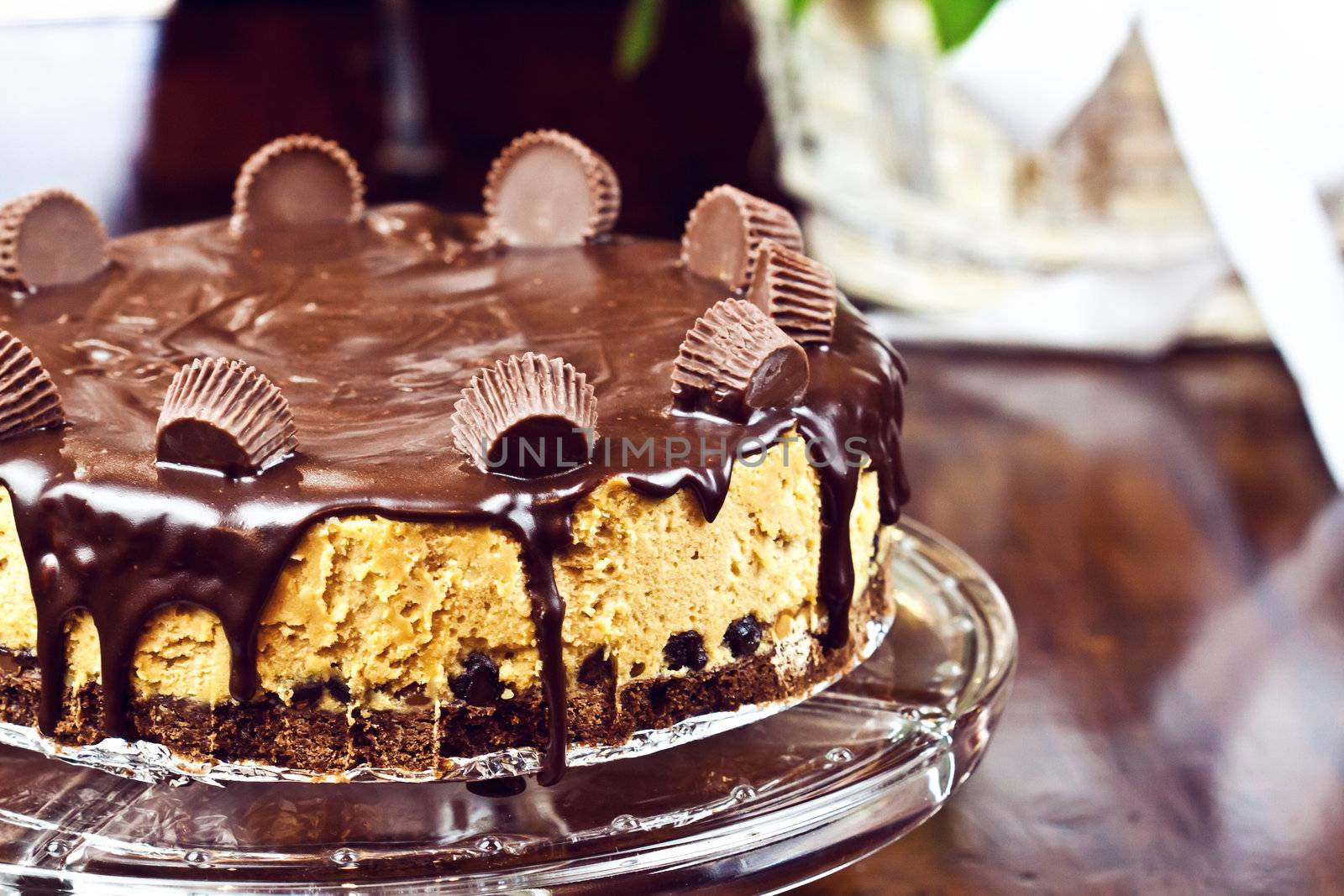 Home made chocolate peanut butter cheesecake