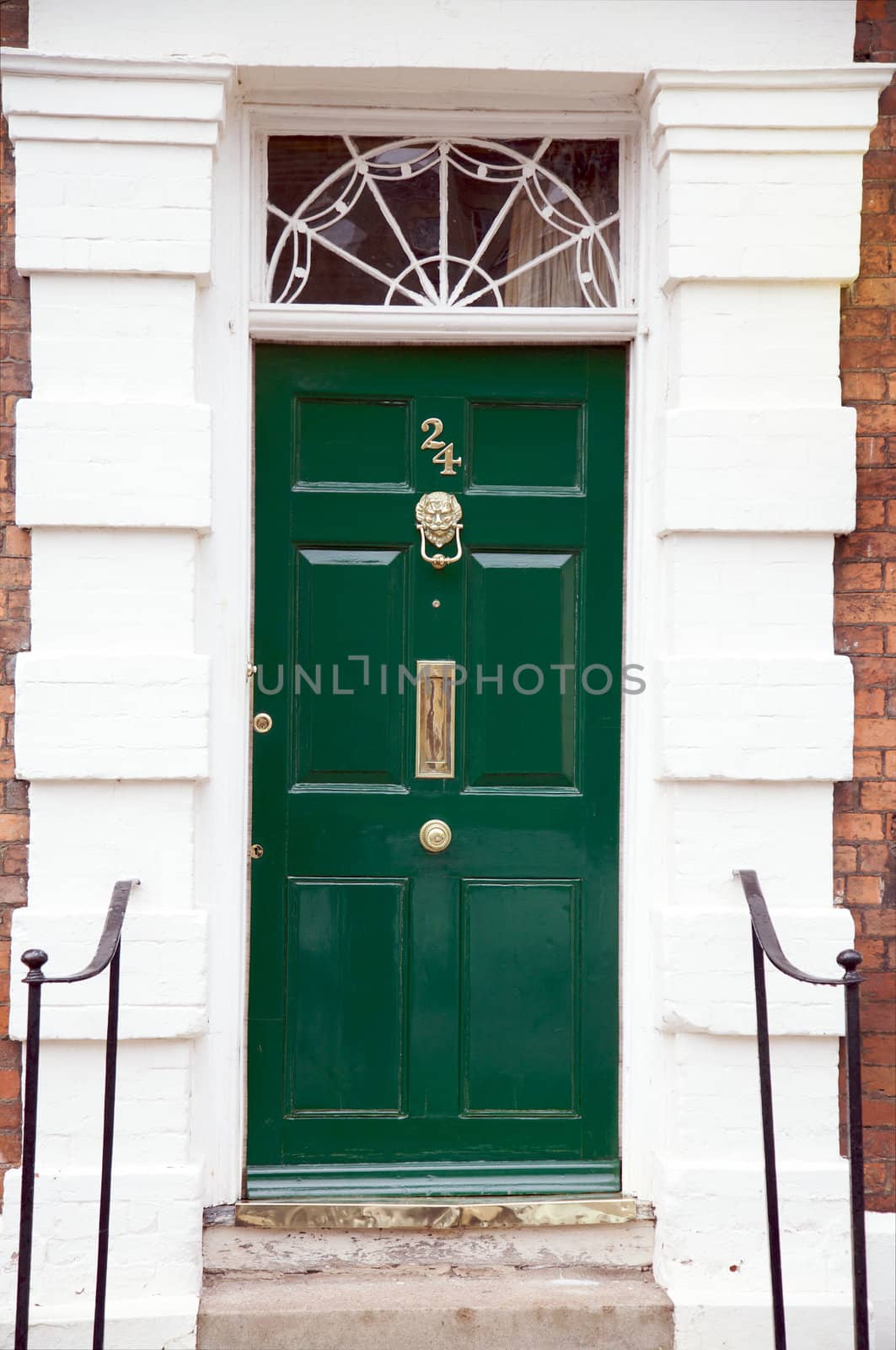 Grand green door in London, England