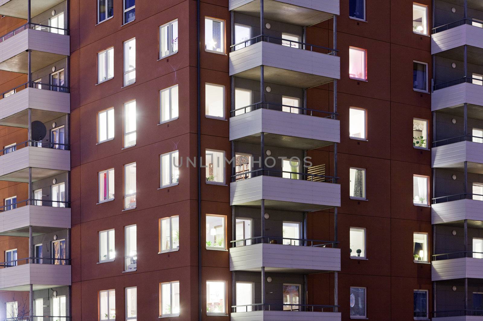 Apartment building at Night time Full Frame