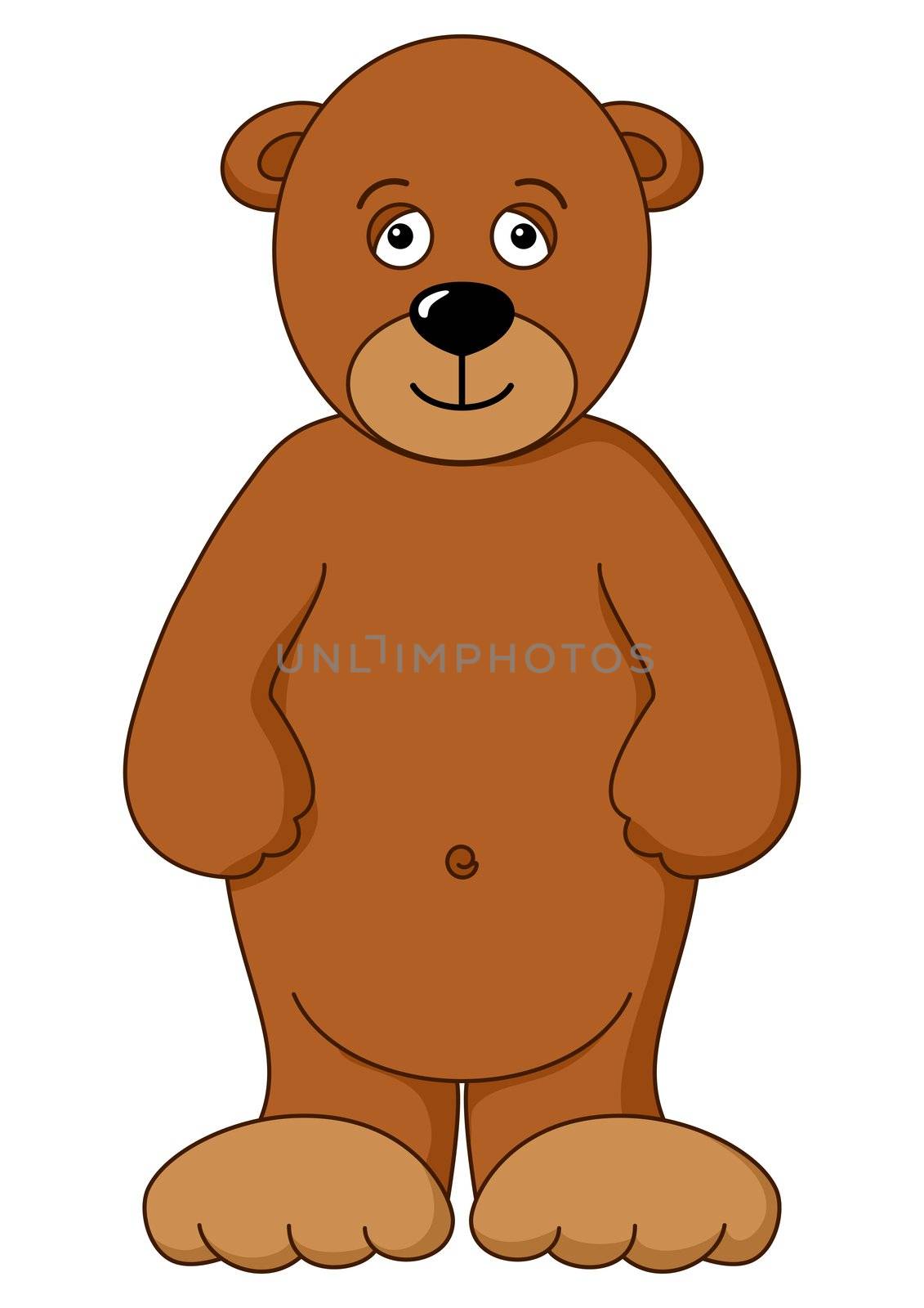 Teddy-bear brown, children's toy bear, stands, affably smiling