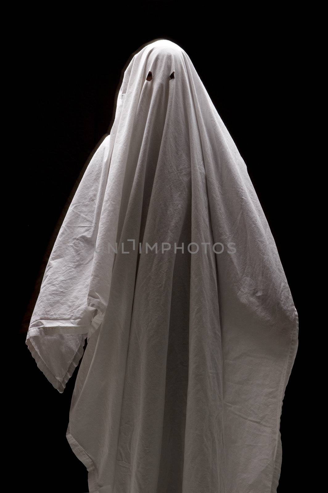 White Ghost on Black Background