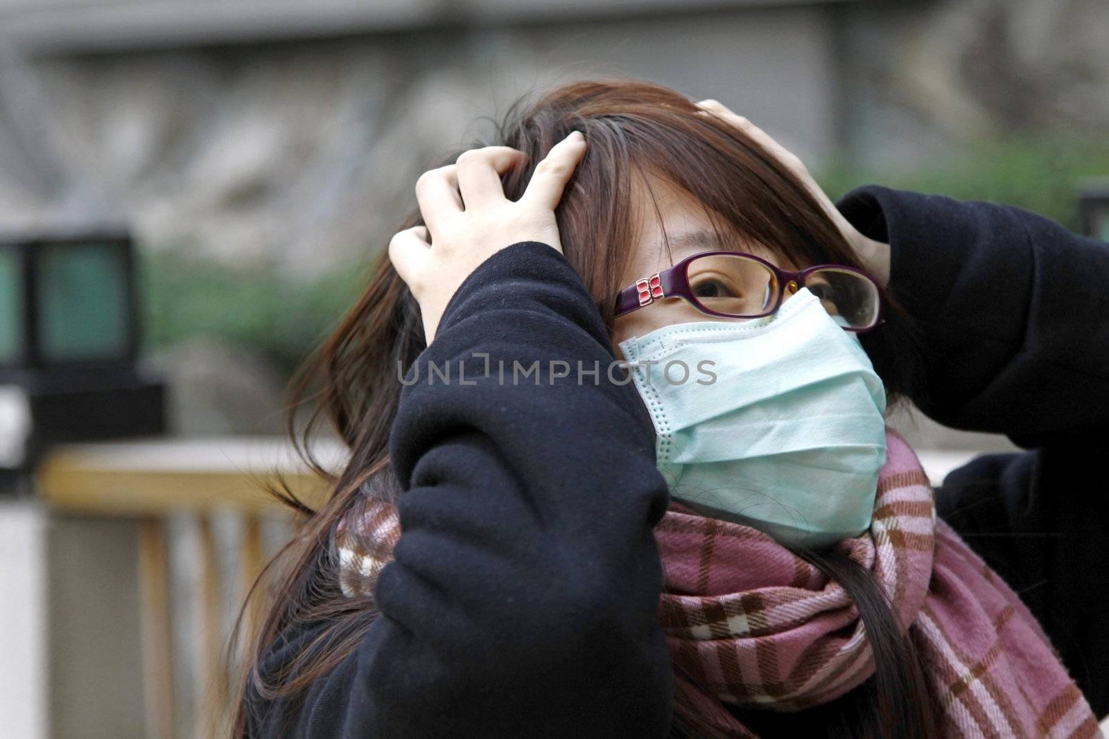 Chinese sad girl with depression