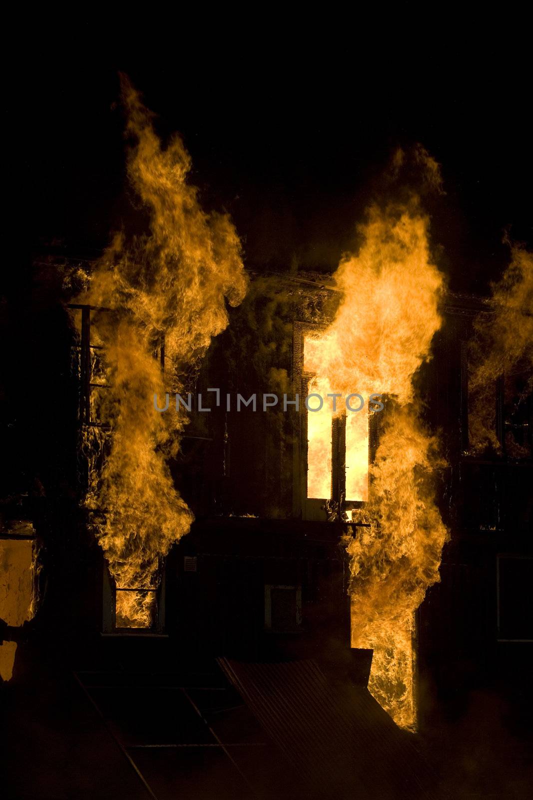 Apartment building on Fire at Night time