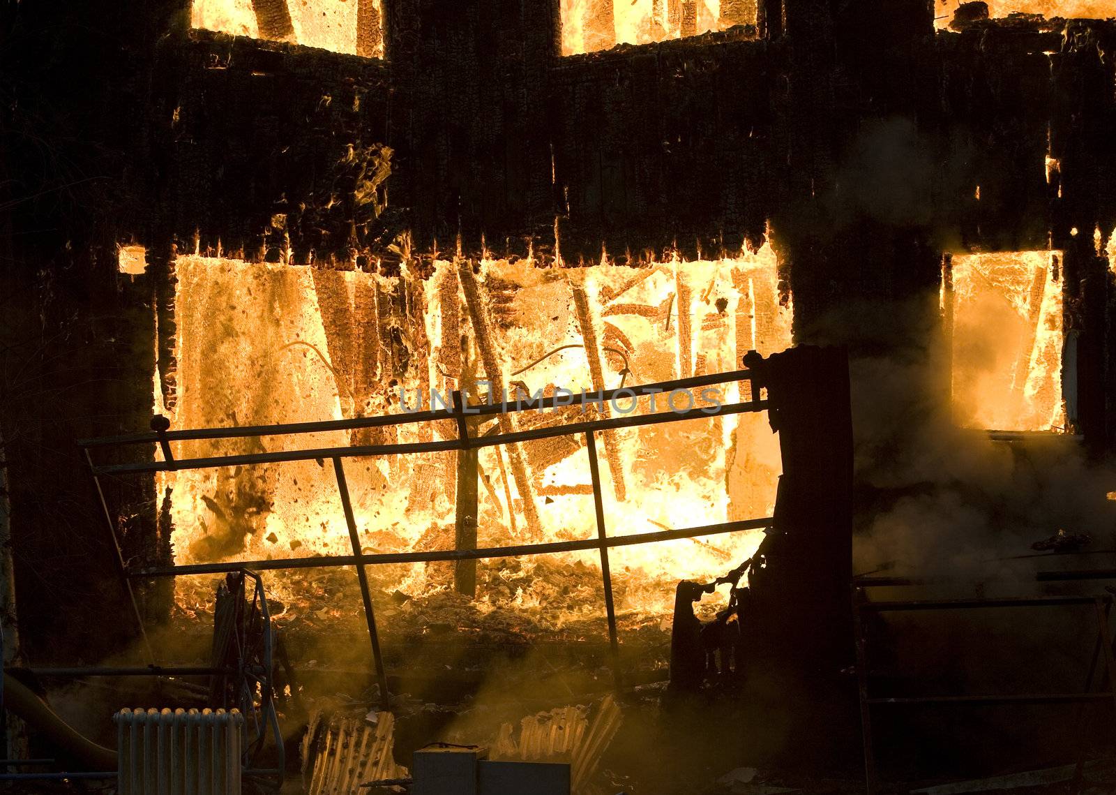 Apartment building on Fire at Night time