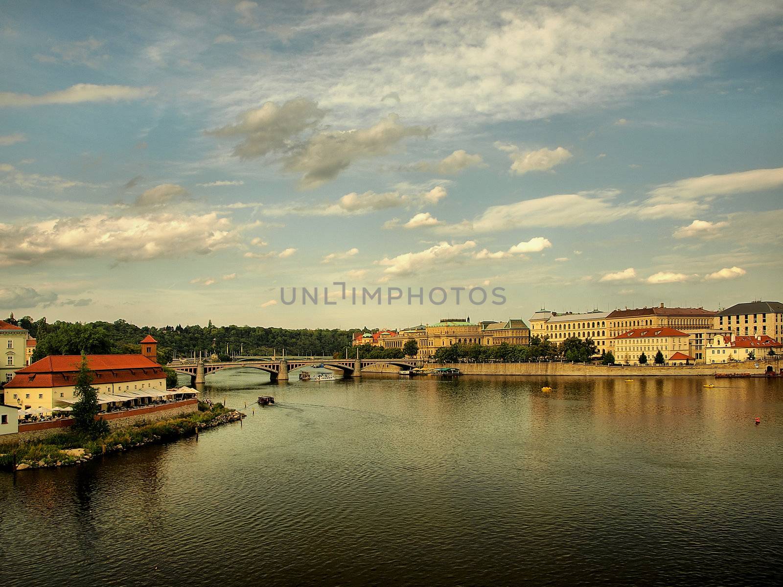 View from Charles Bridge to the wonderful architecture of Prague.