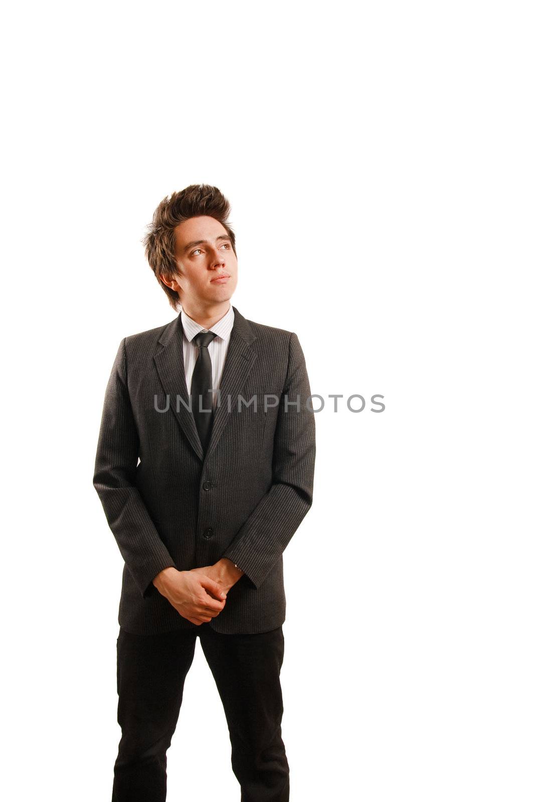 Businessman looking up