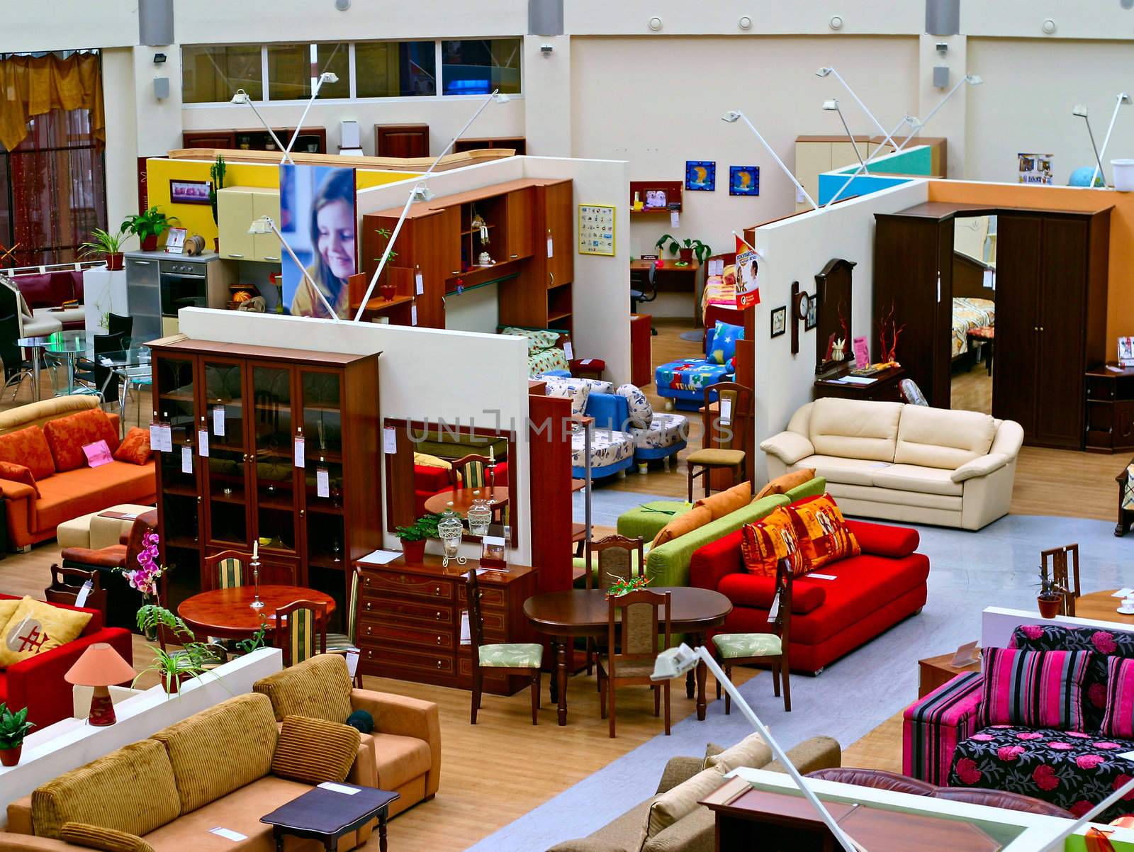The display of furniture and parts of modern interiors