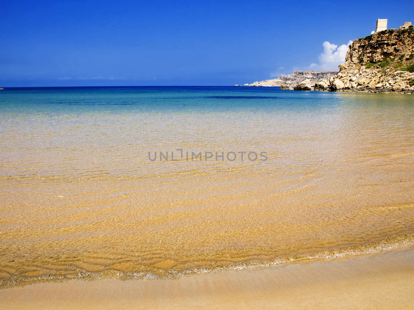 Beautiful Mediterranean beach on the island of Malta