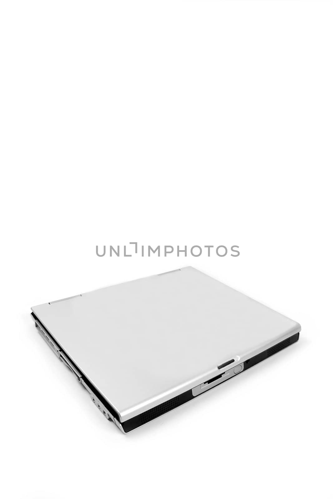 Closed laptop isolated on white.