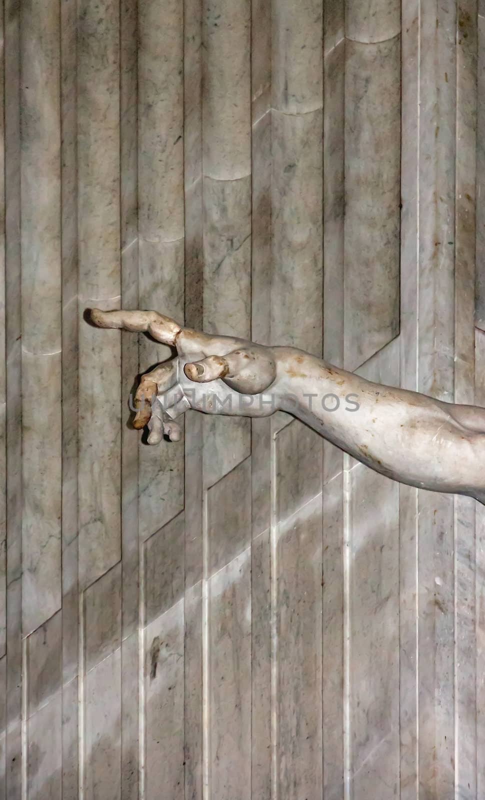 the hand of God, part of a statue of the Renaissance