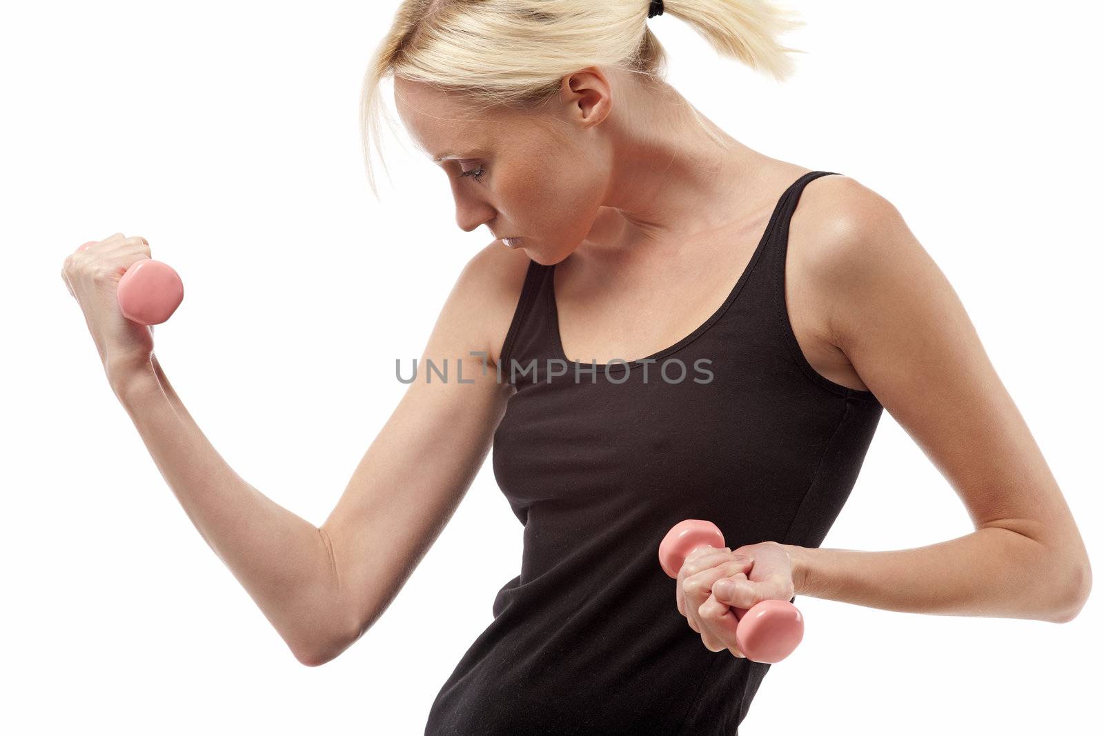 Woman training with weights