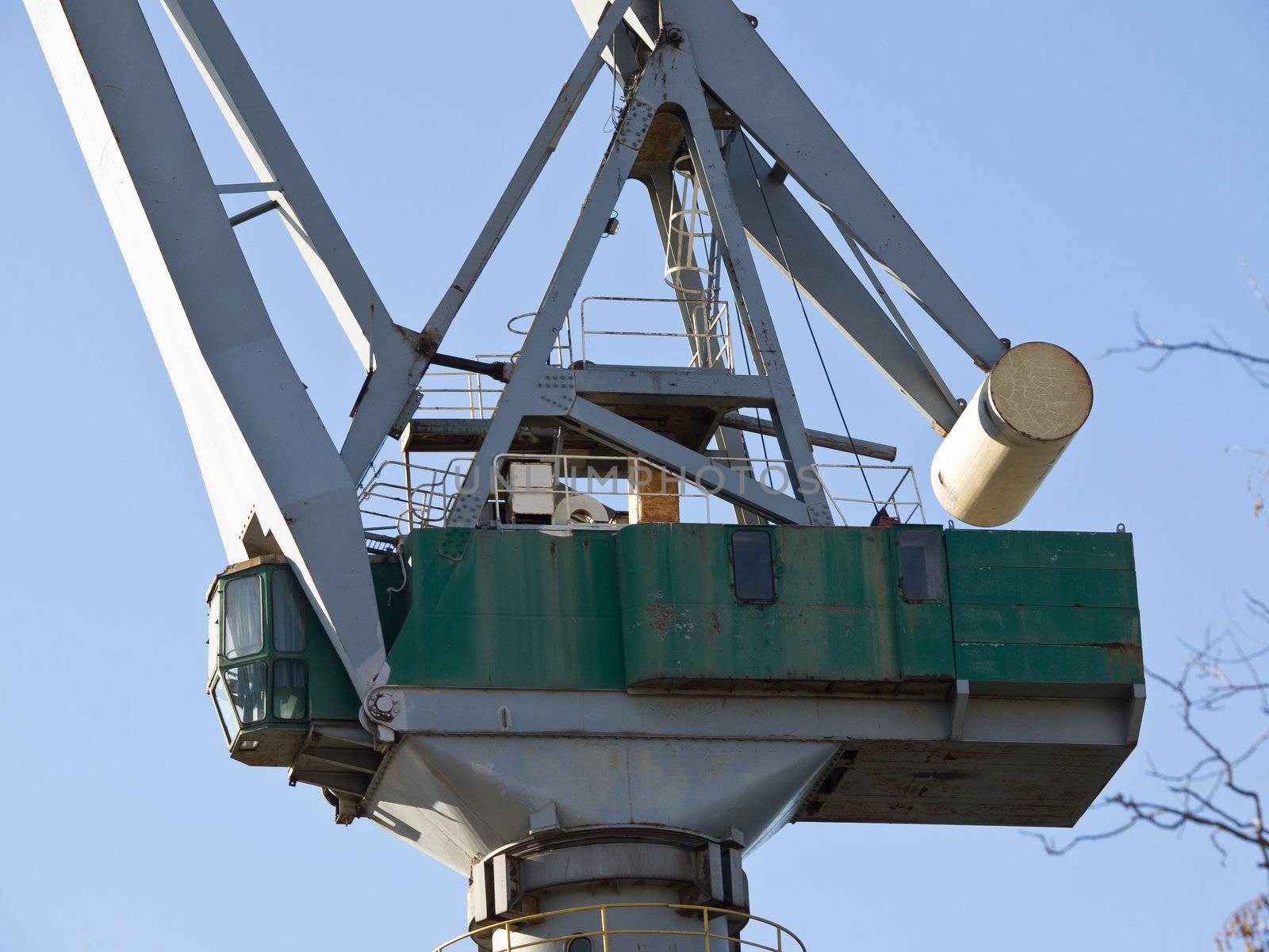 cabin with windows of a big crane