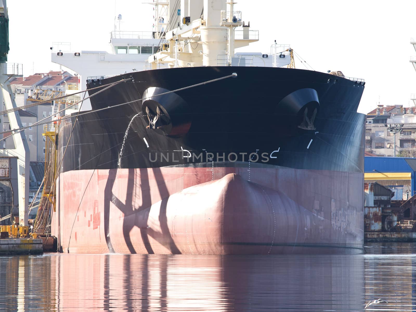 big ship in the shipyard