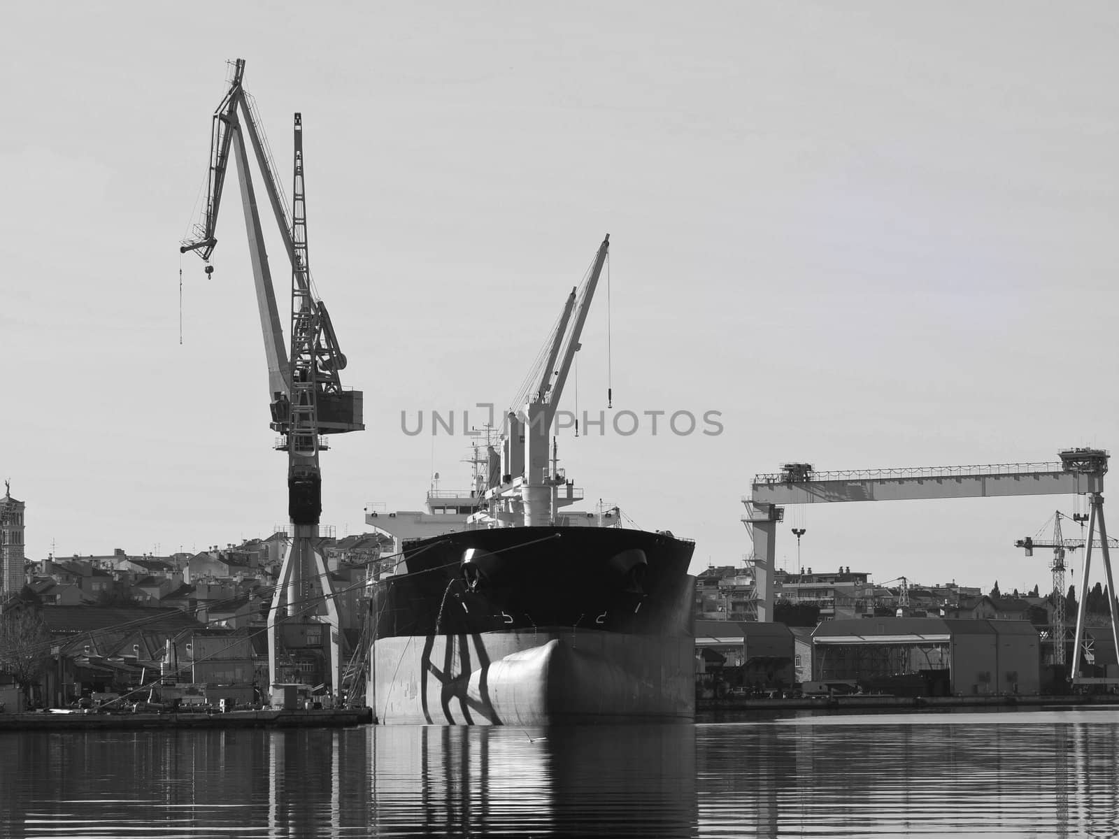 ship and crane in the shipyard