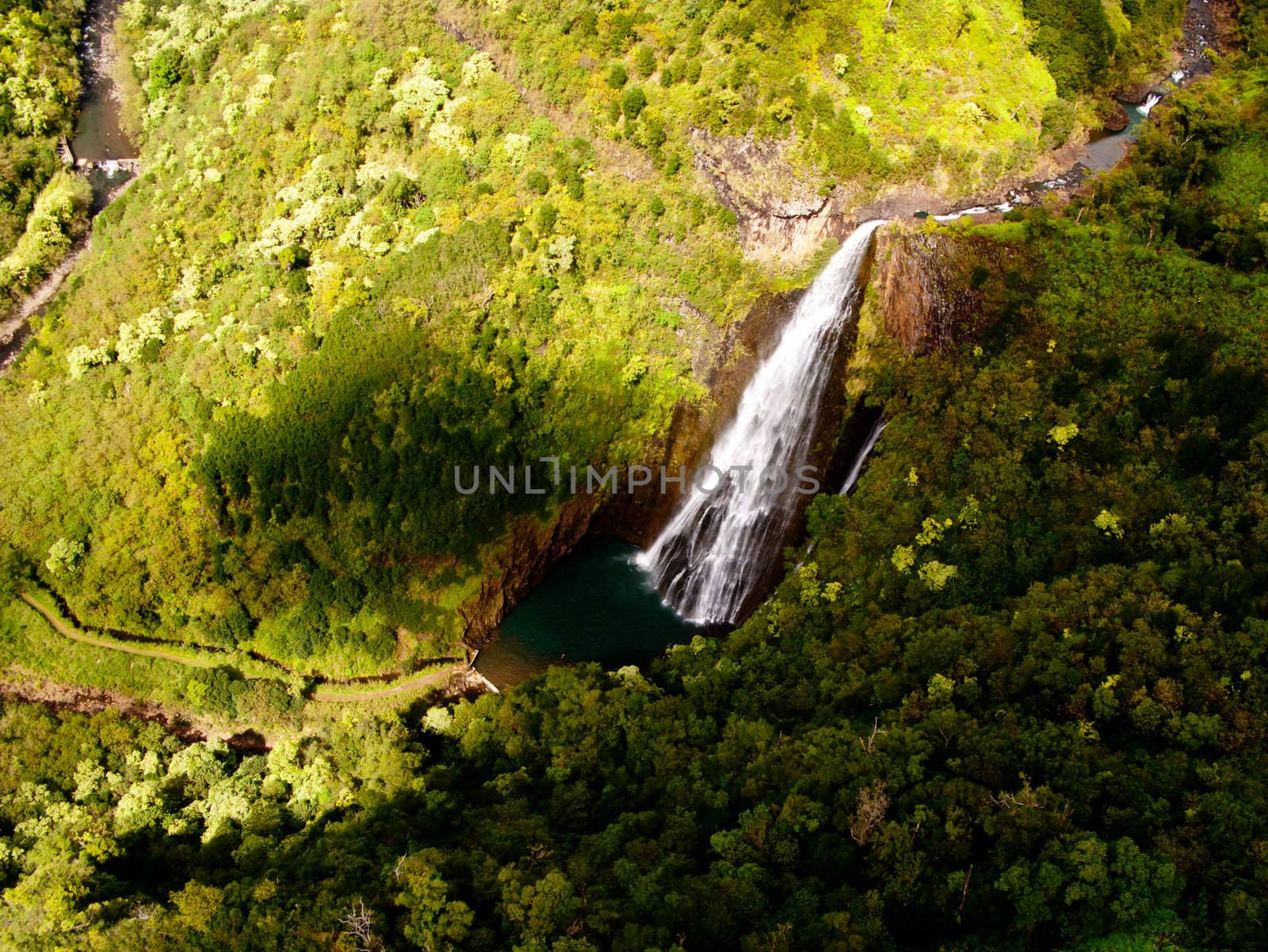 Manawaiopuna Falls in Kauai were used in Jurassic park and can only been seen from air