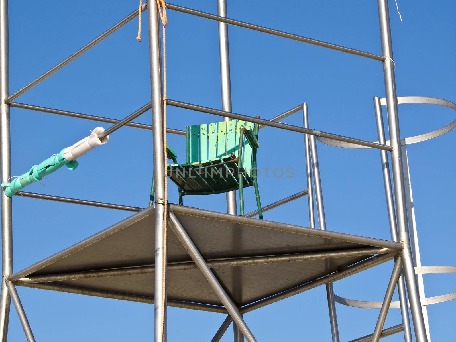 lifeguard chair on the sainless tower