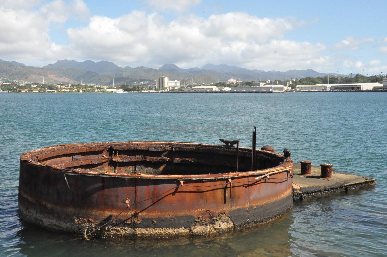 Gun turret at the USS Arizona Memorial at Pearl Harbor by sainaniritu