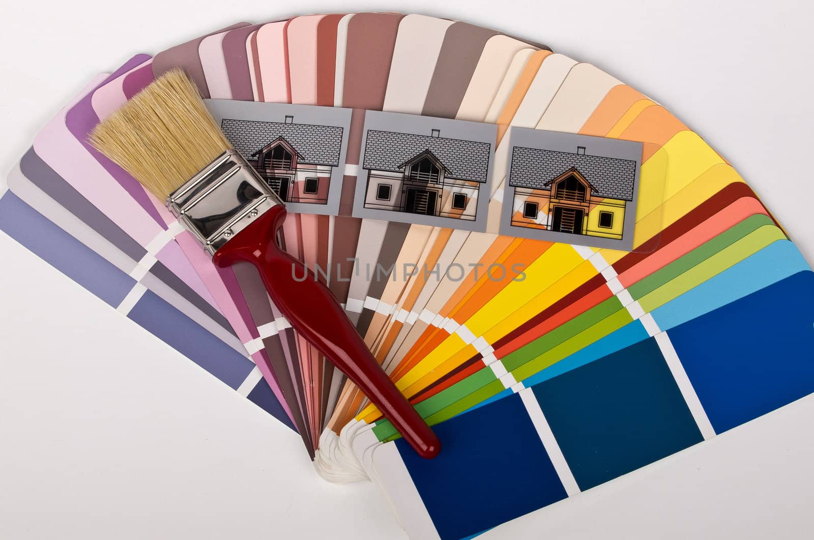 paint brush and houses in different colors