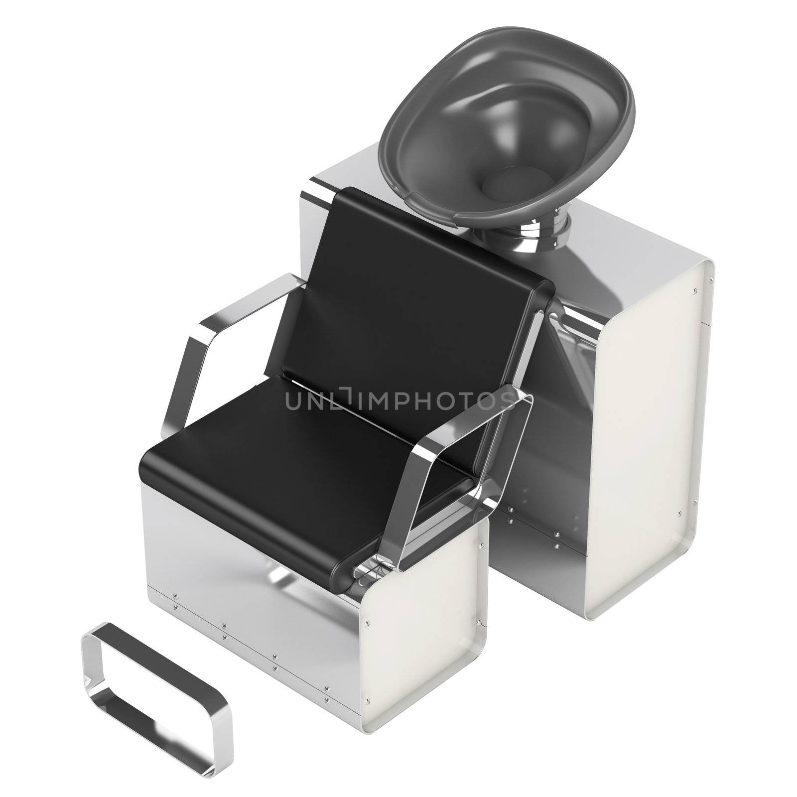 Black hair wash chair isolated on white background