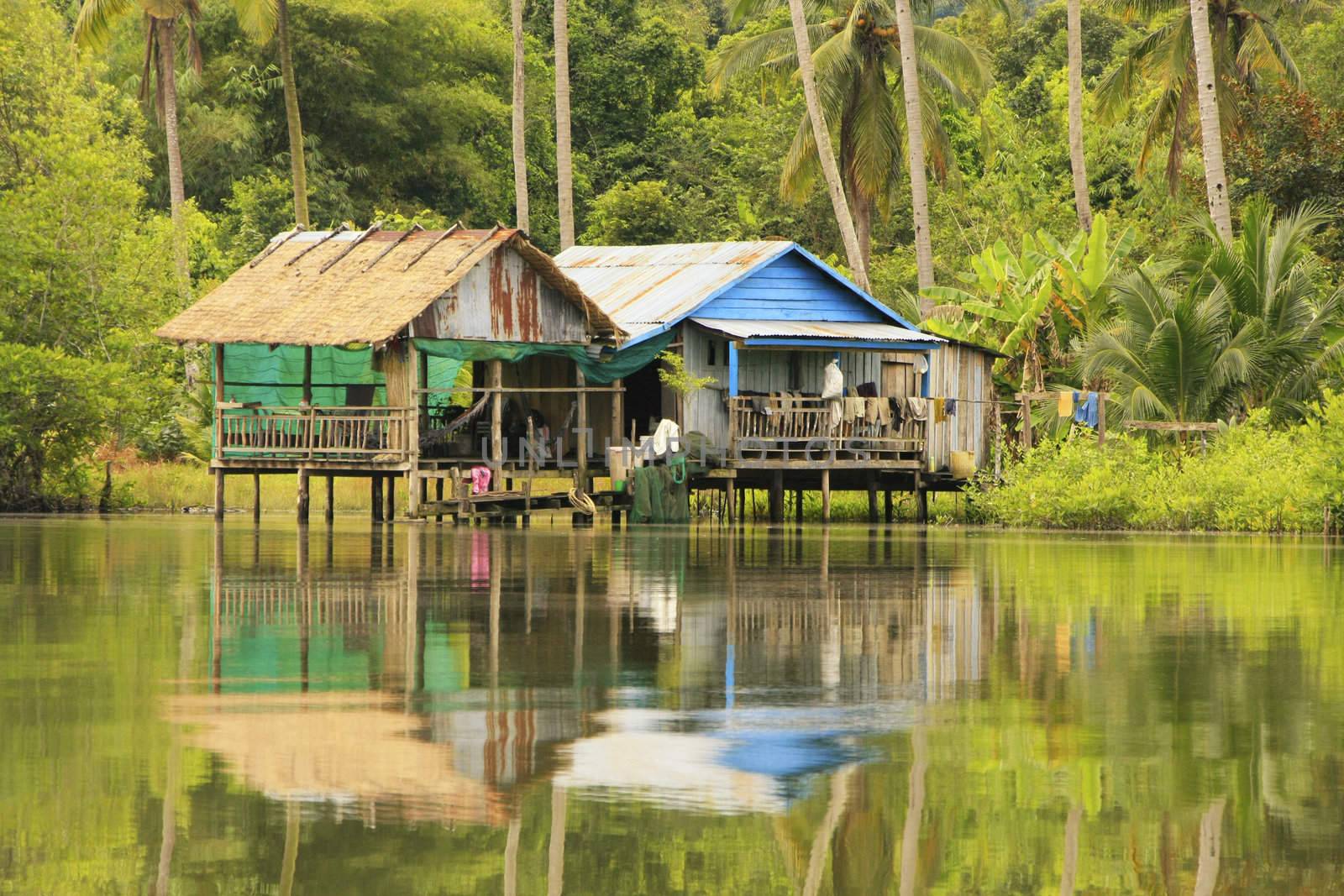 Stilt houses, Ream National Park, Cambodia, Southeast Asia