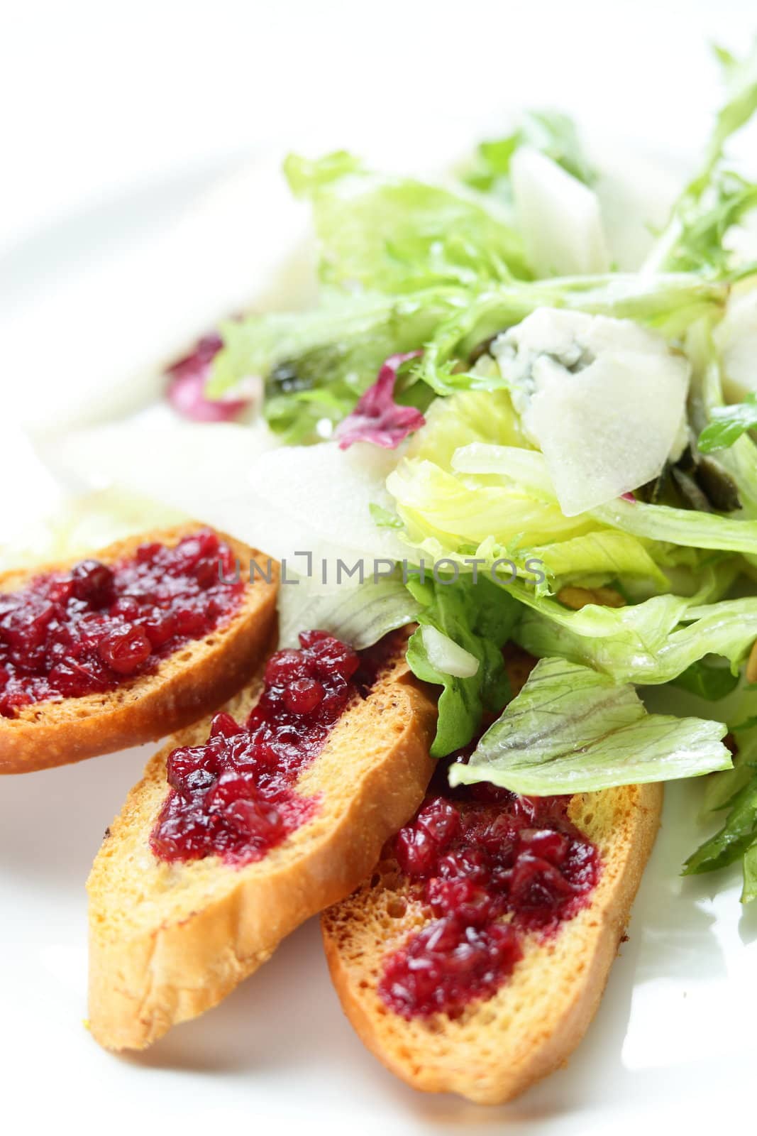 Fresh and tasty salad in white dish