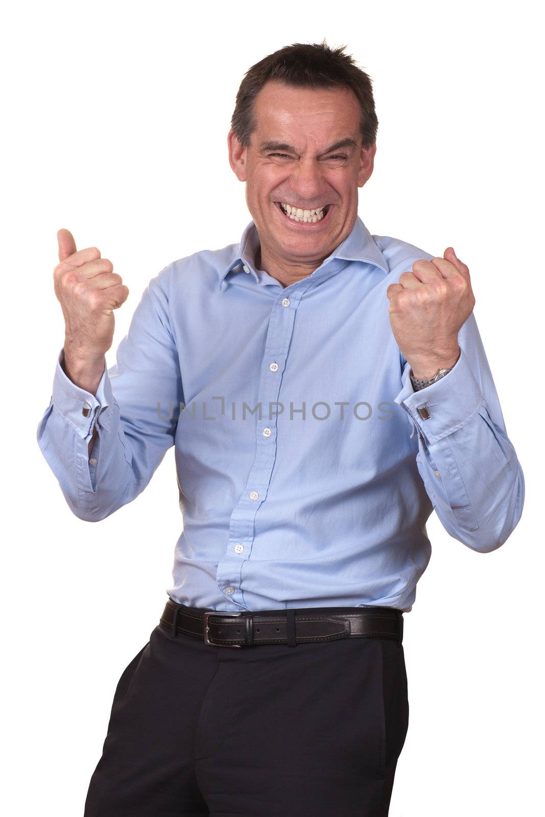 Attractive Smiling Middle Age Man with Happy Excited Expression Isolated
