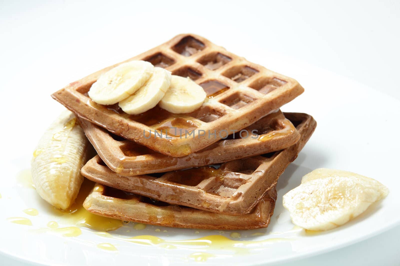 waffles in the dish and white background