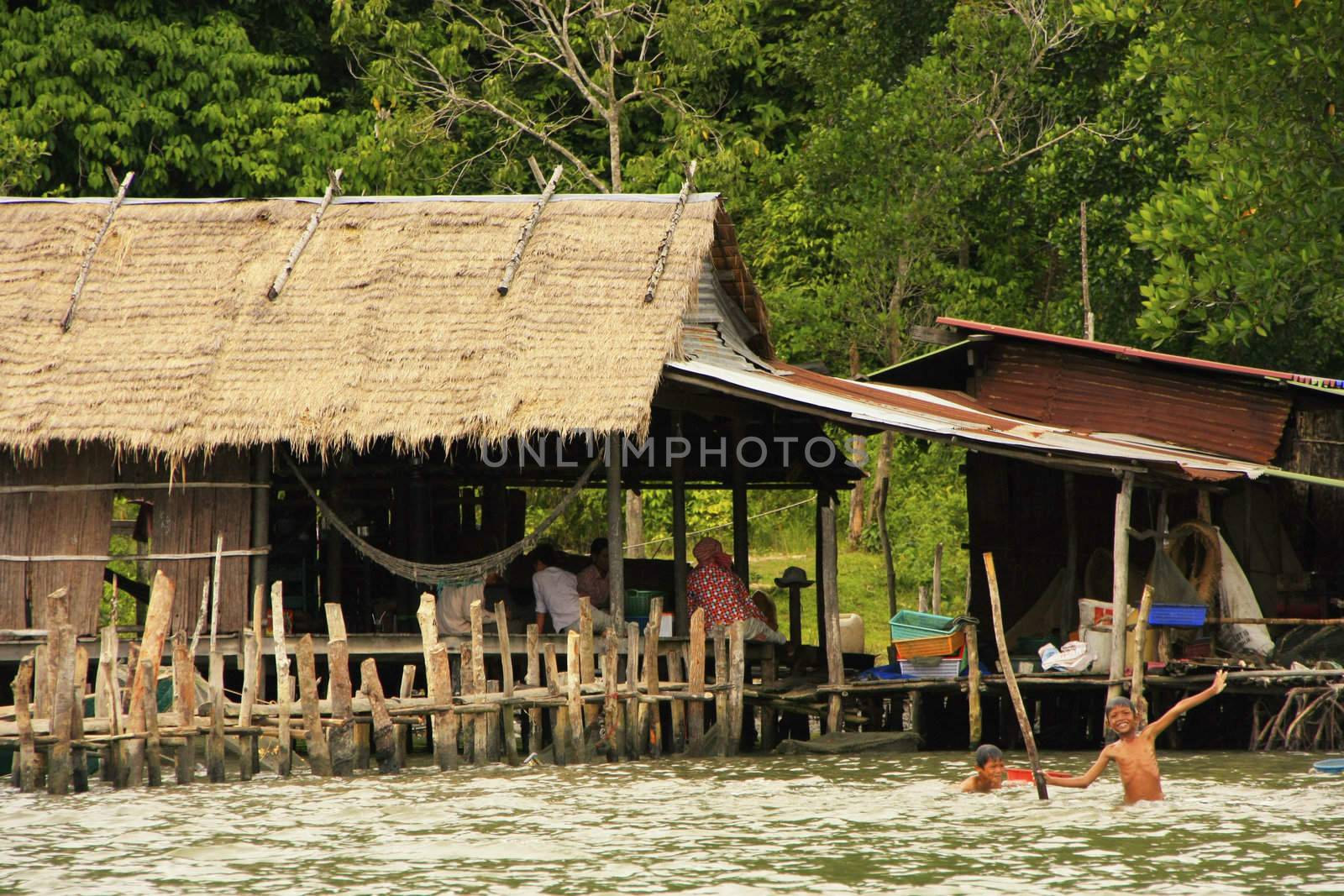 Stilt houses, Ream National Park, Cambodia, Southeast Asia