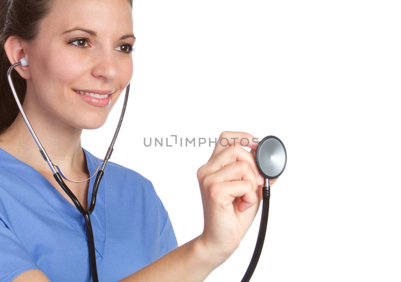 Beautiful smiling nurse holding stethoscope