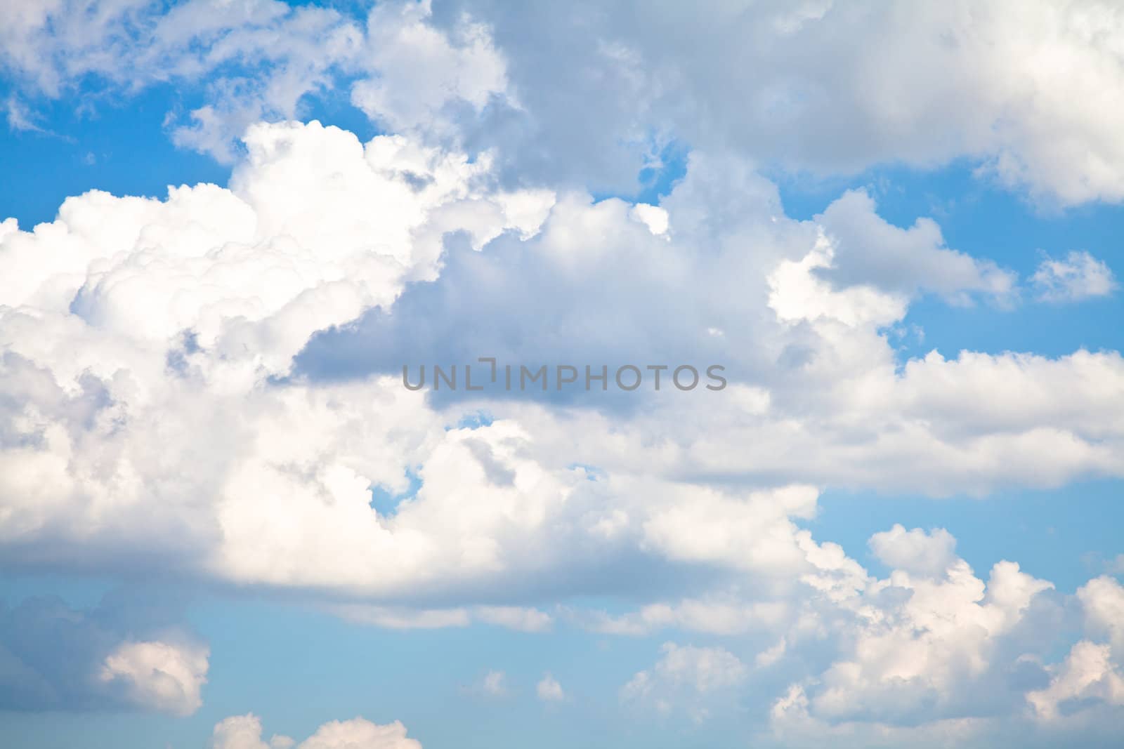 Blue summer sky with white clouds with copy space