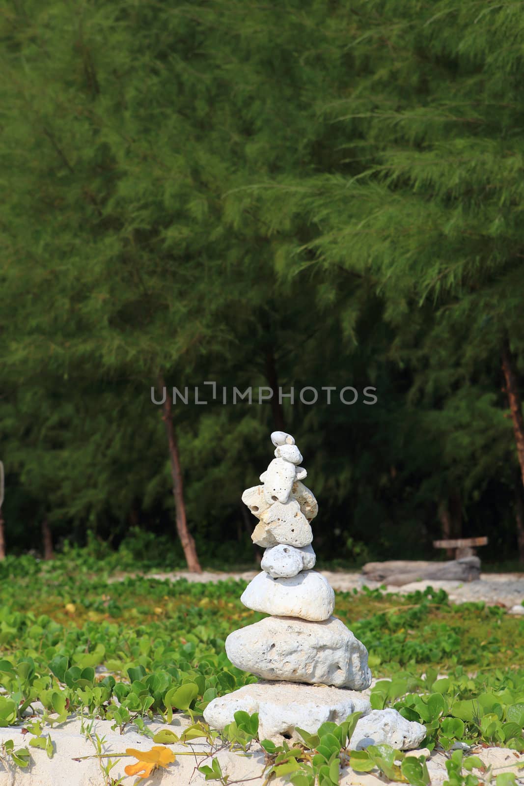 Balanced stones near the beach