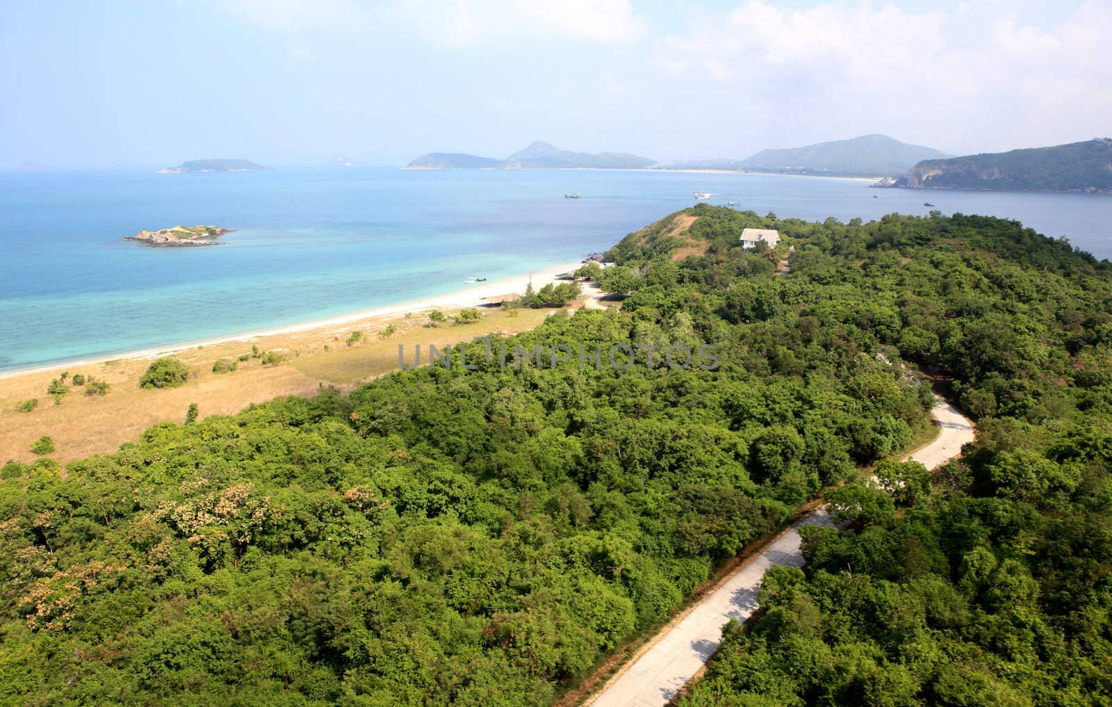 Beach In High Angle View, Amazing Seascape Of Thailand Famous Tourism Destination