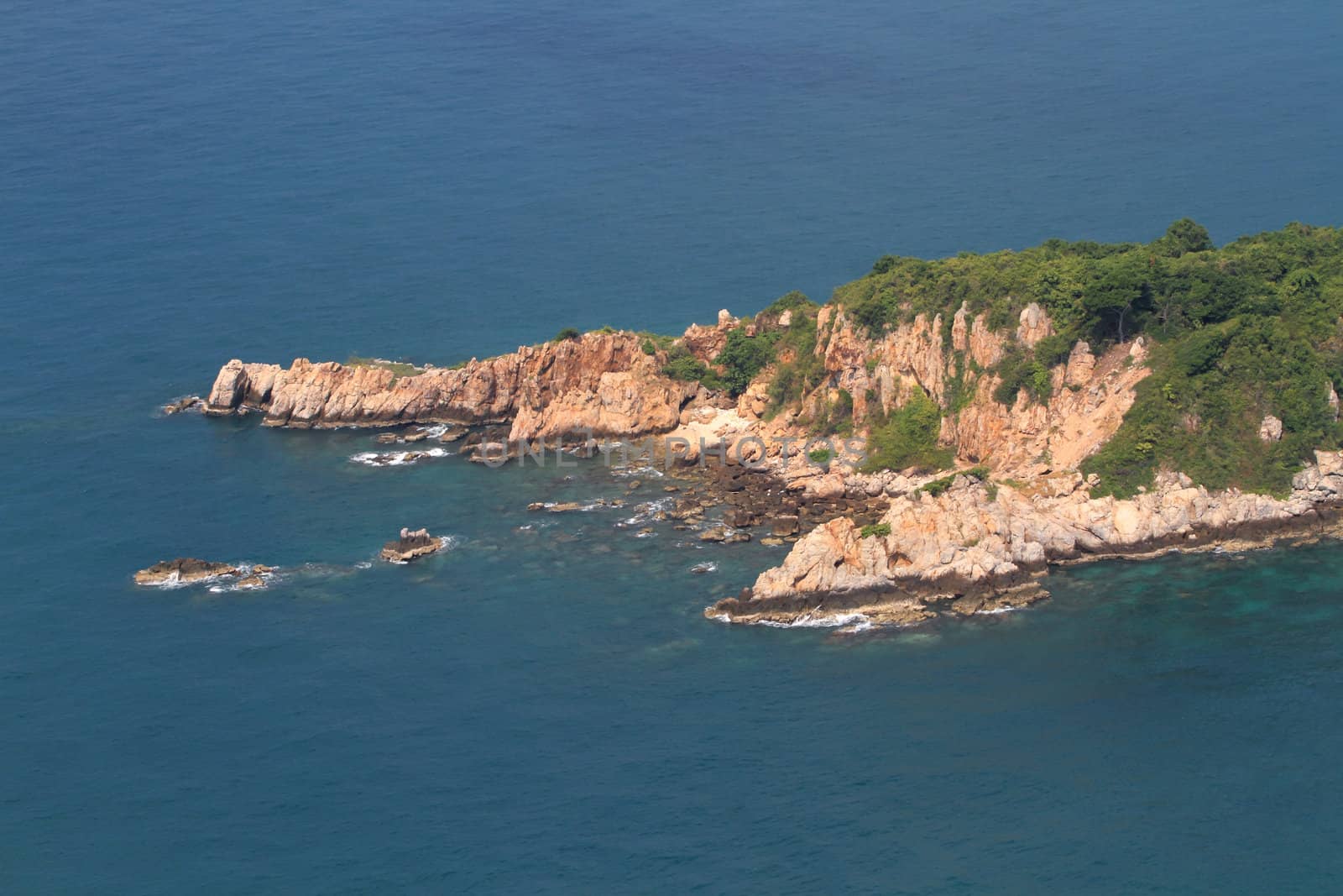 Beach In High Angle View, Amazing Seascape Of Thailand Famous Tourism Destination