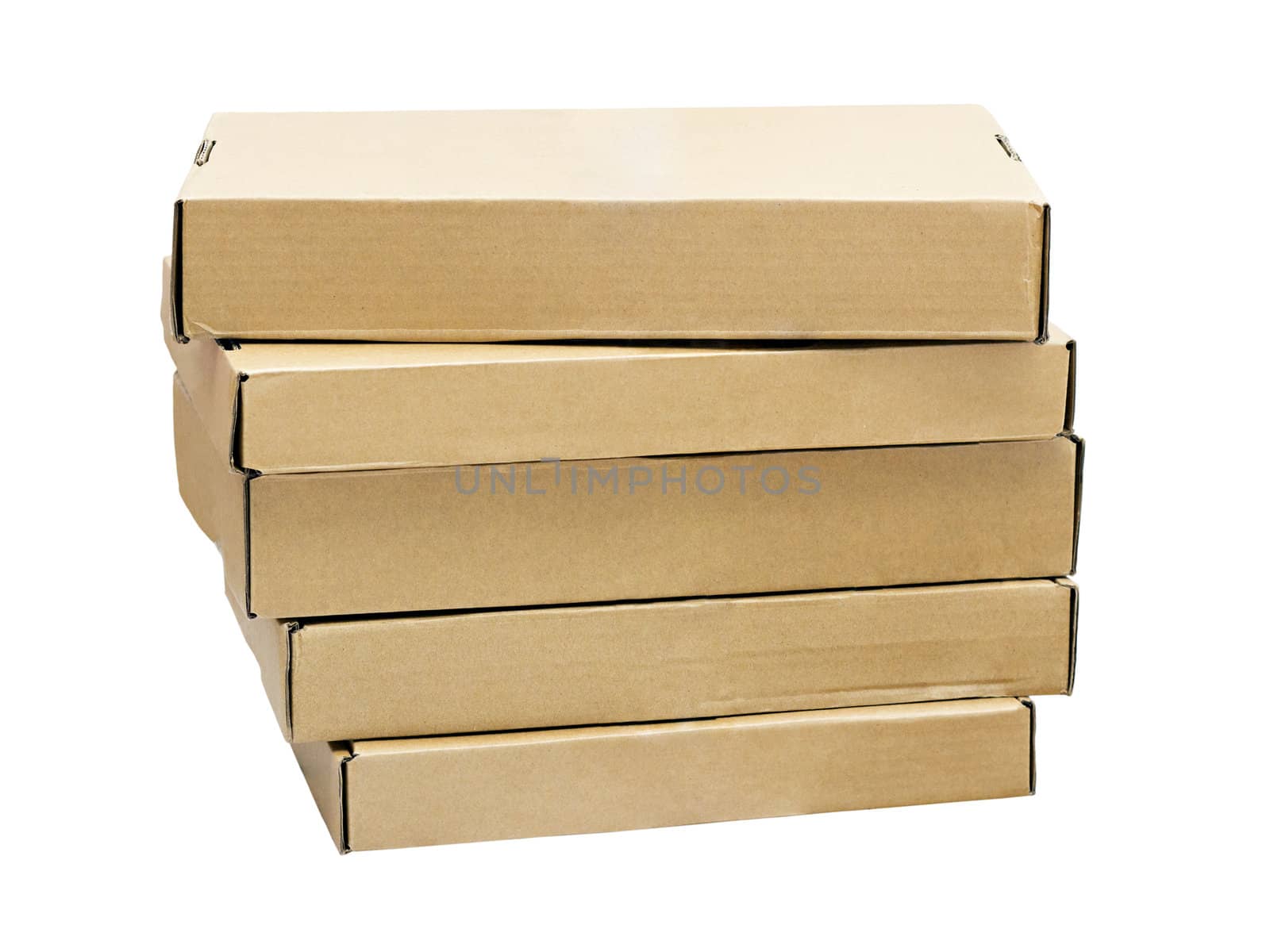 a stack of flat cardboard boxes isolated on white background