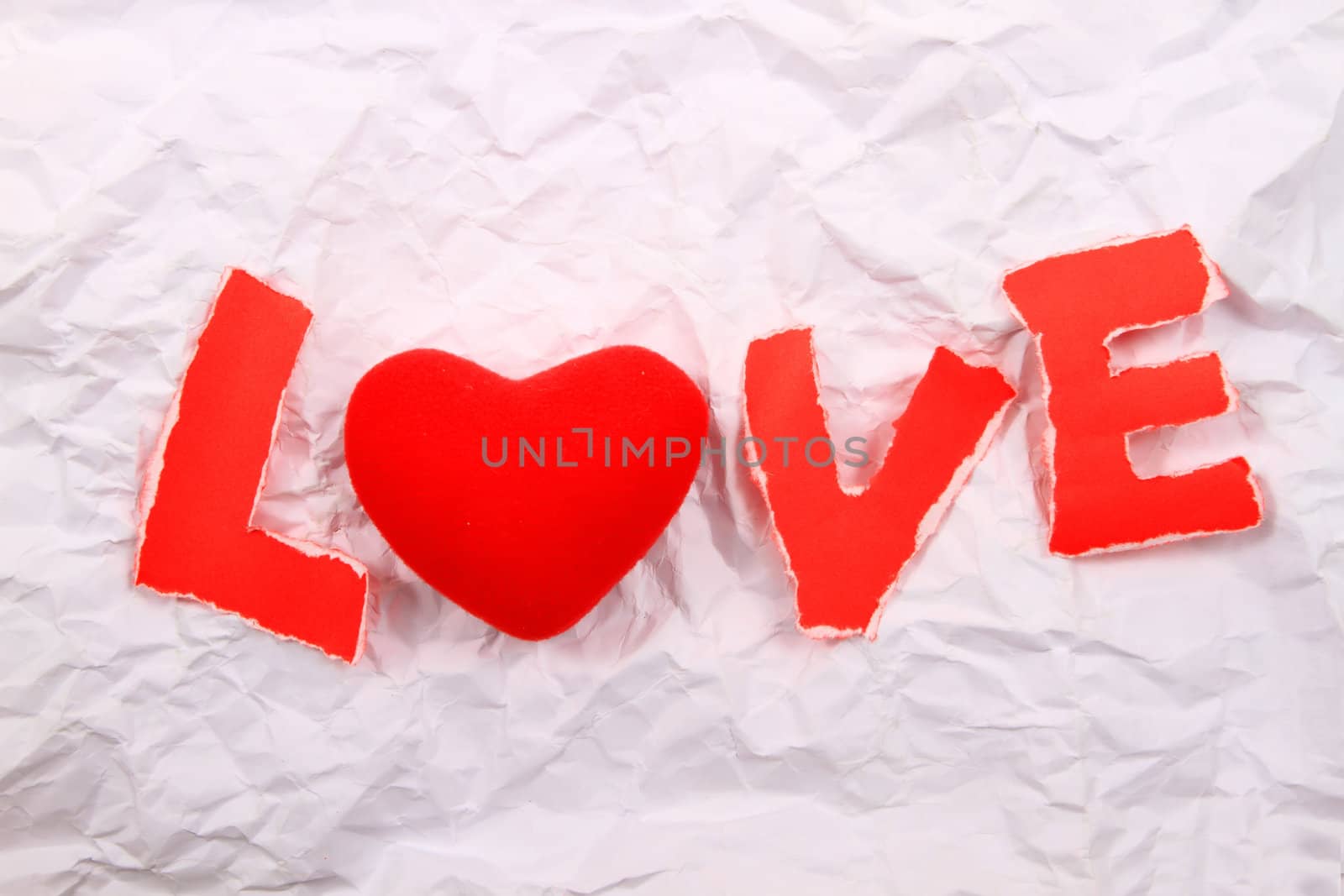 Love text   red  on a white background.