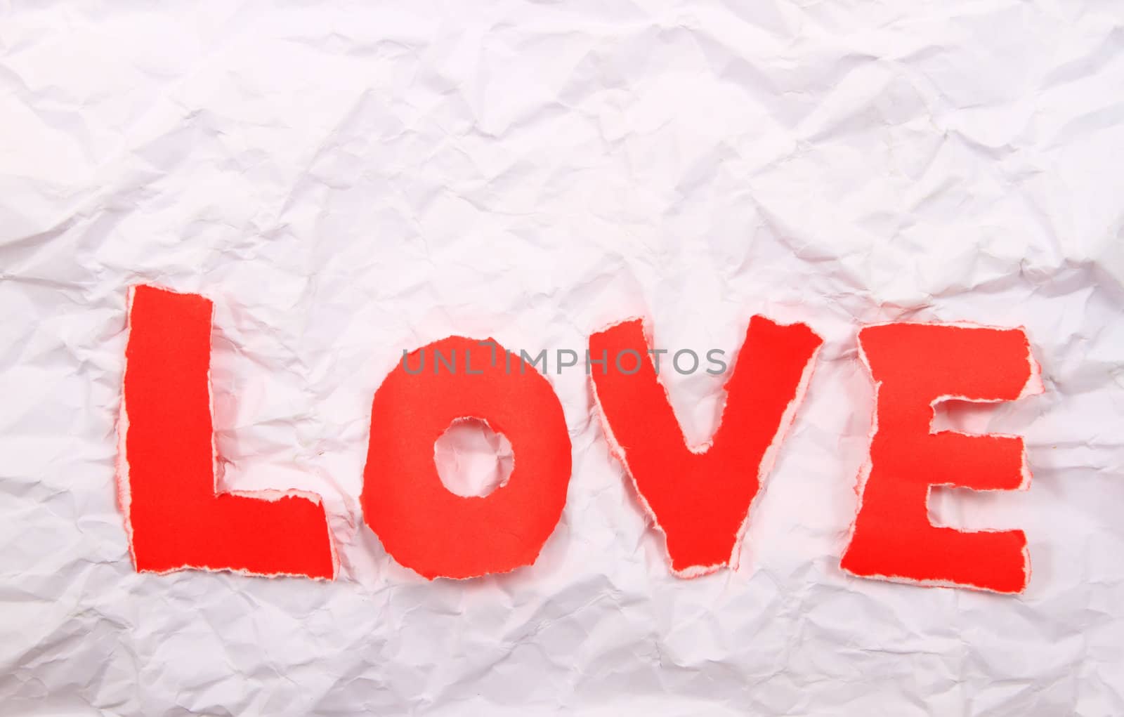 Love text   red  on a white background.