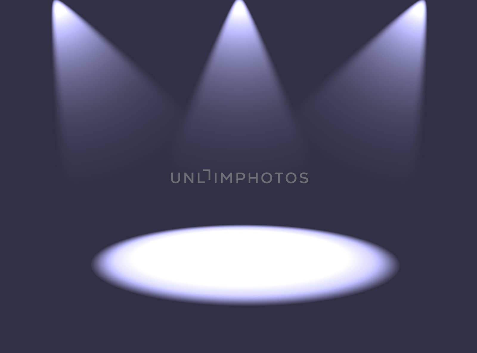 3d render of multiple lights lighting a fake stage