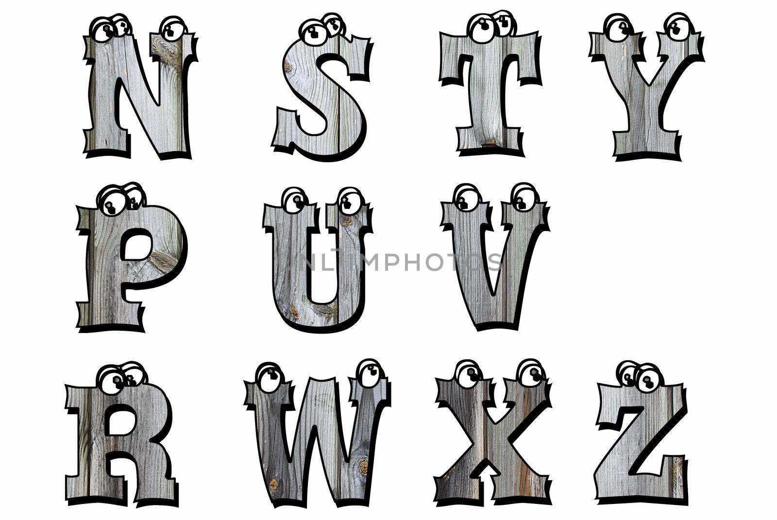 Wooden alphabet on a white background. by photomtheart