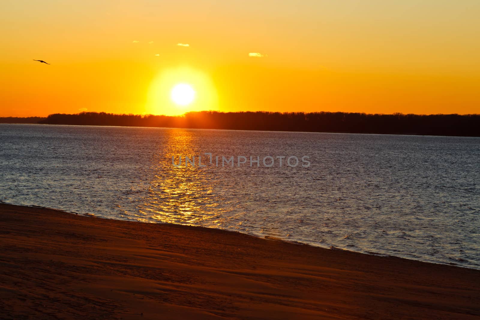Beatiful Sunset on Volga River in Samara, Russia