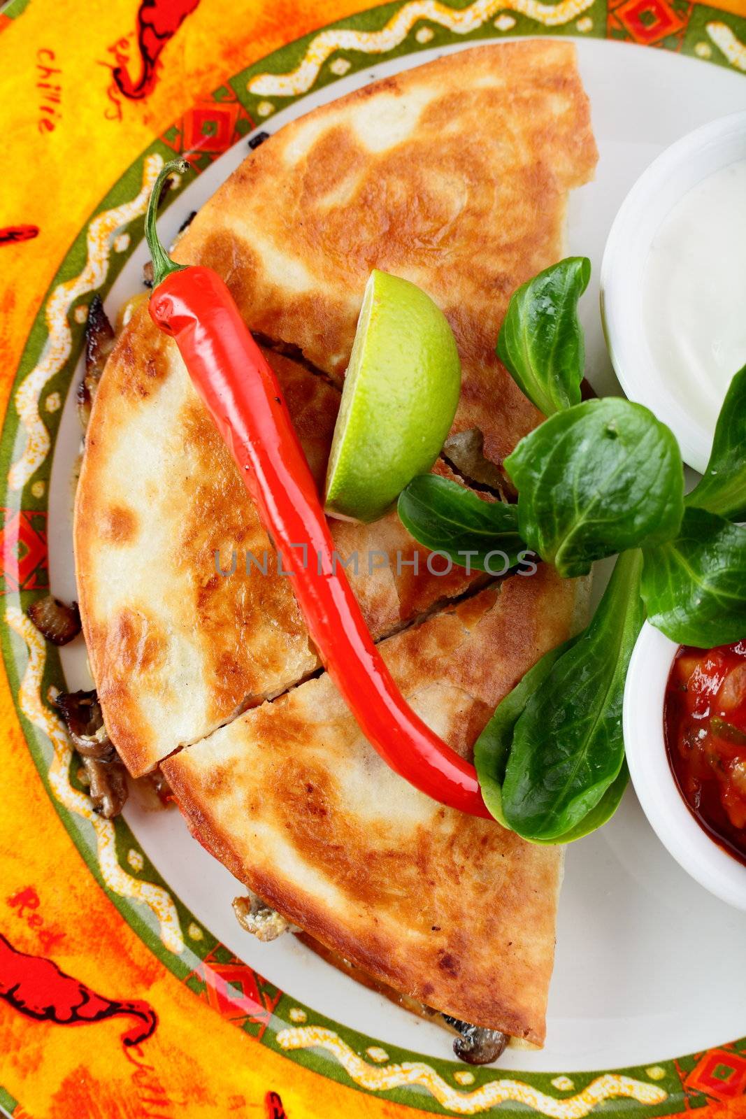 Food on wood table by fiphoto