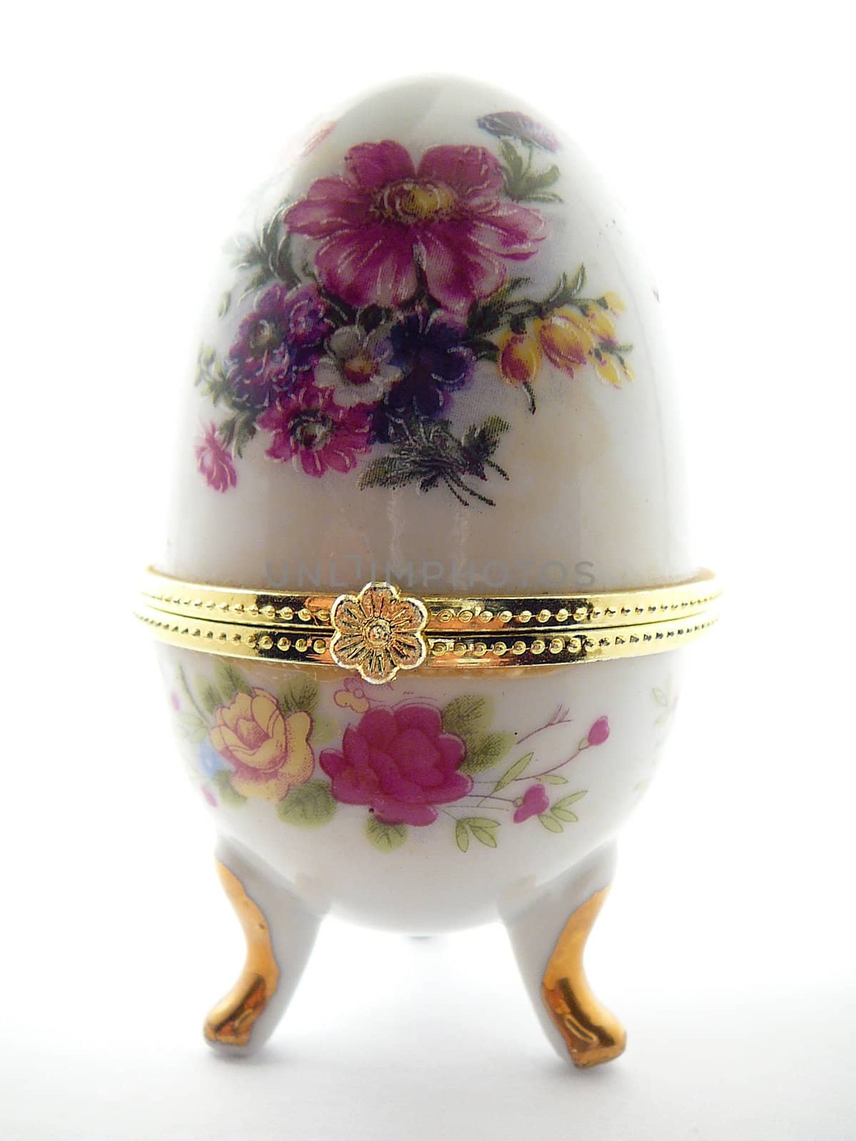 decorated egg with flowers on the white background