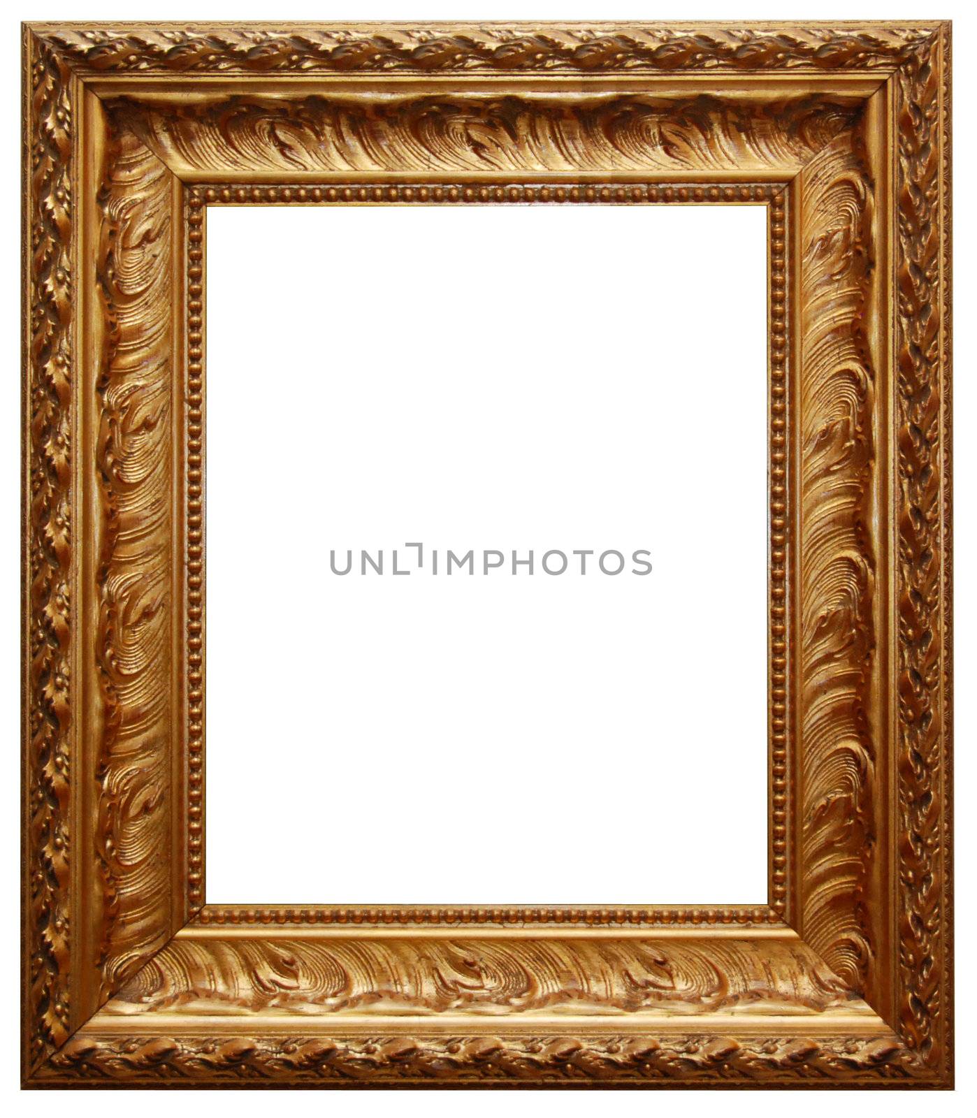 Classic gold ornate frame isolated on white background