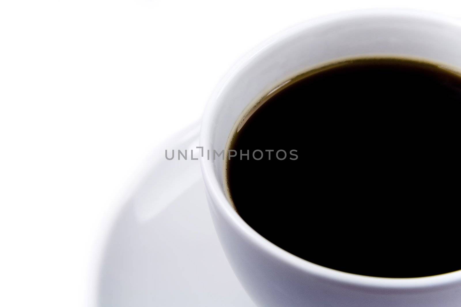 Black coffee cup isolated on white.