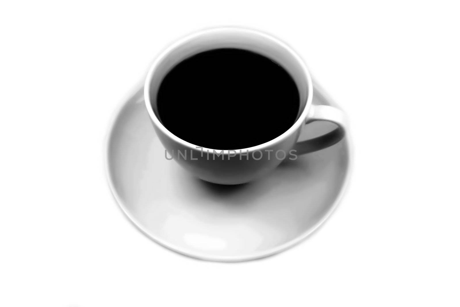 Black coffee cup isolated on white.