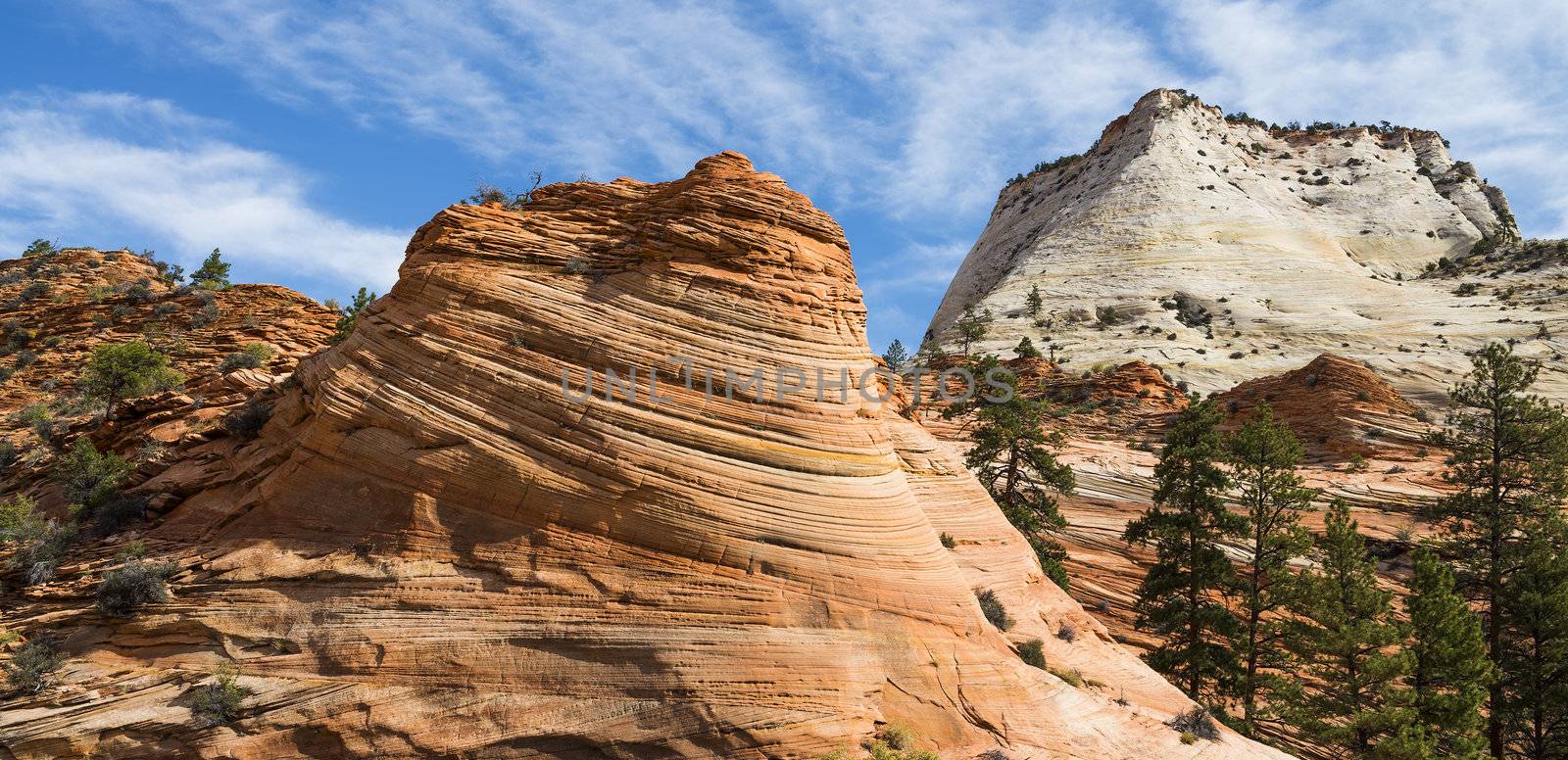 Zion National Park, USA. Scenic multicolored cliffs create an unforgettable landscape 